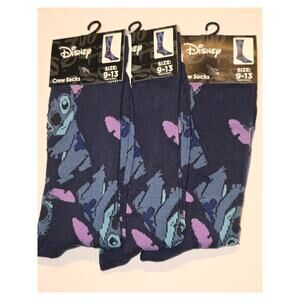 Three Pairs Stitch Crew Socks Adult Size 9-13